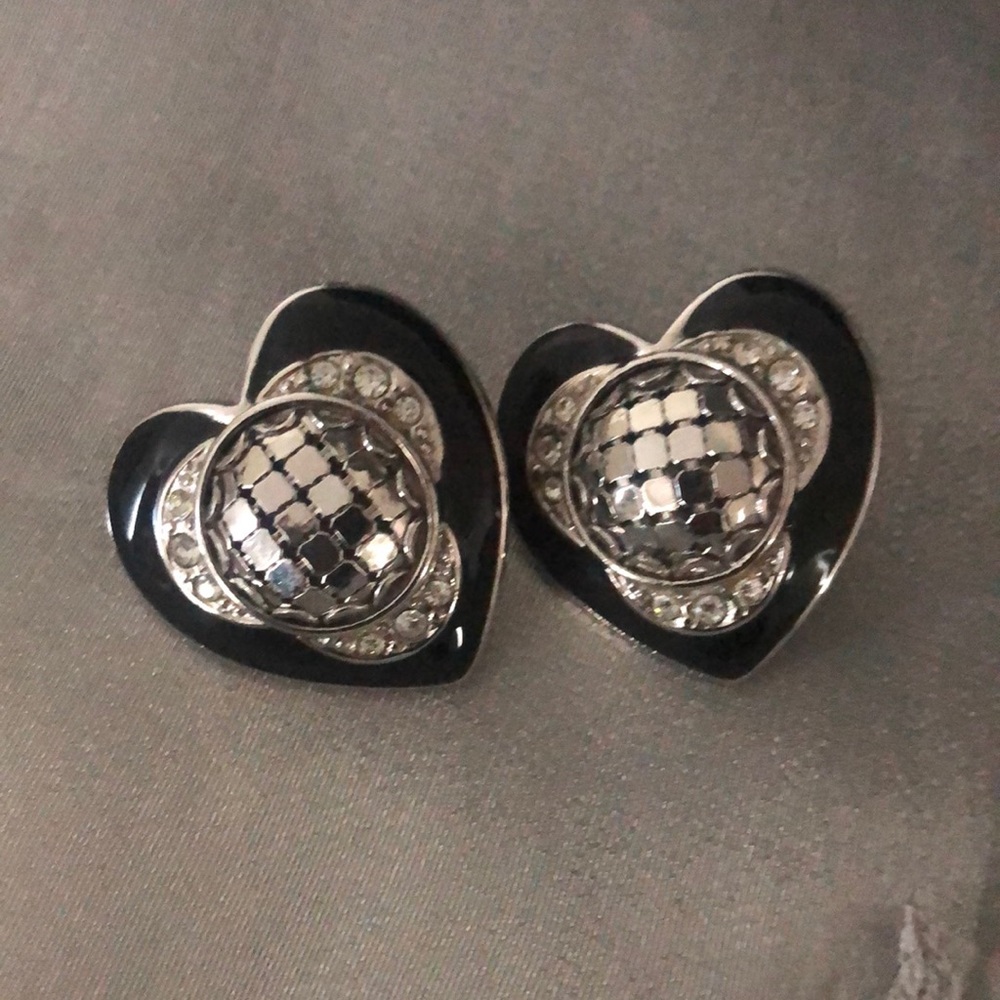 Vintage Sterling Silver Heart Earrings.